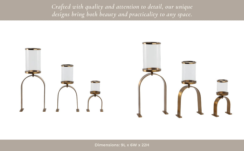 S3 10/16/22" DELEVAN GOLD CANDLE HOLDERS - Al Rugaib Furniture