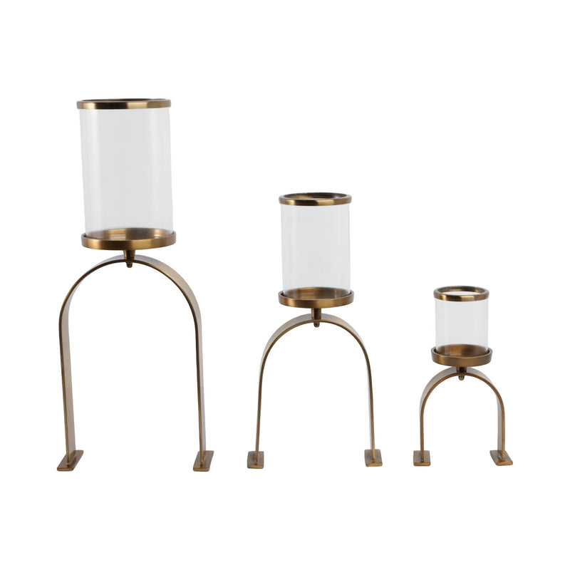S3 10/16/22" DELEVAN GOLD CANDLE HOLDERS - Al Rugaib Furniture