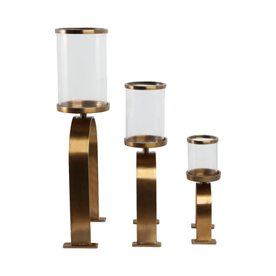 S3 10/16/22" DELEVAN GOLD CANDLE HOLDERS - Al Rugaib Furniture