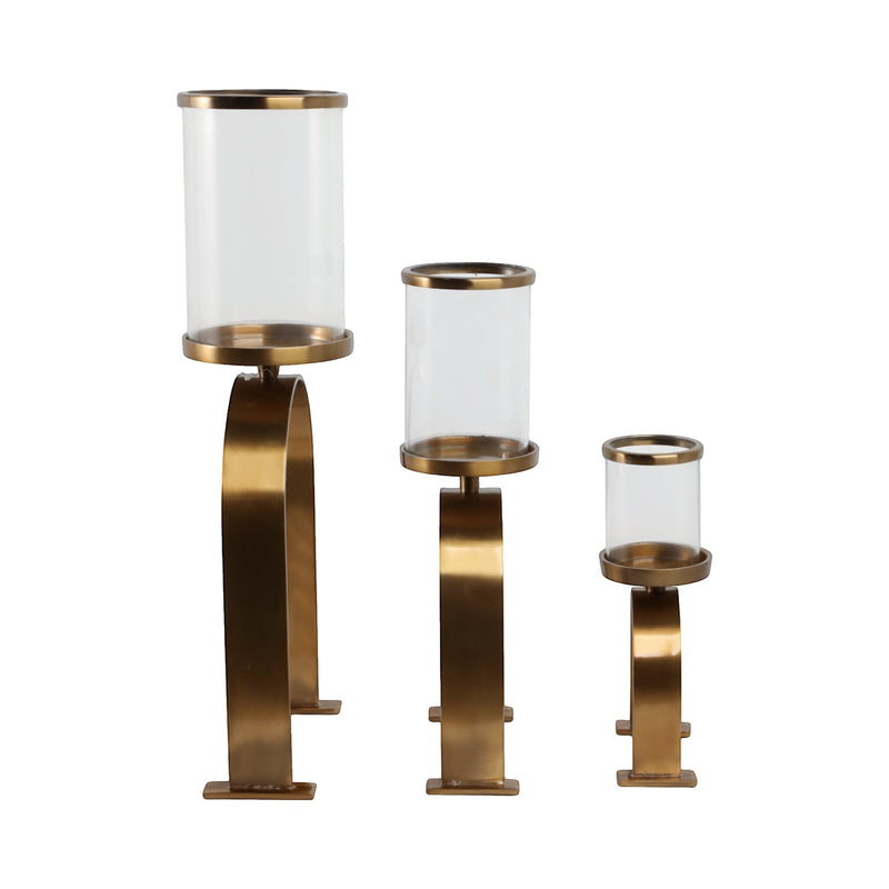 S3 10/16/22" DELEVAN GOLD CANDLE HOLDERS - Al Rugaib Furniture