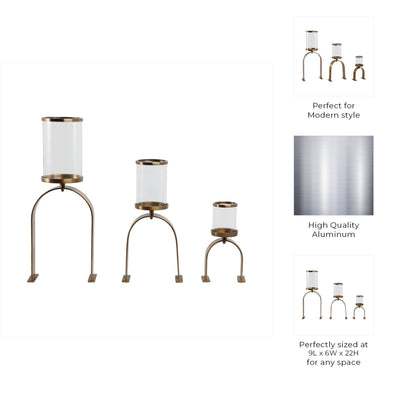 S3 10/16/22" DELEVAN GOLD CANDLE HOLDERS - Al Rugaib Furniture