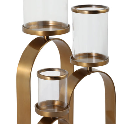 S3 10/16/22" DELEVAN GOLD CANDLE HOLDERS - Al Rugaib Furniture
