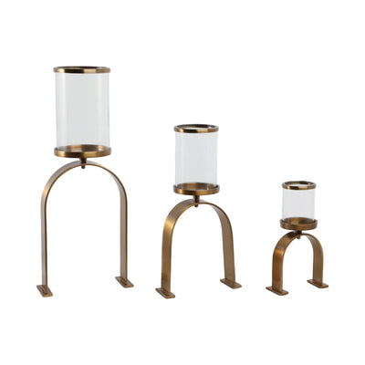 S3 10/16/22" DELEVAN GOLD CANDLE HOLDERS - Al Rugaib Furniture