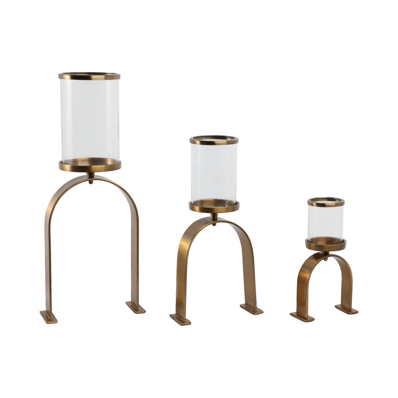 S3 10/16/22" DELEVAN GOLD CANDLE HOLDERS - Al Rugaib Furniture