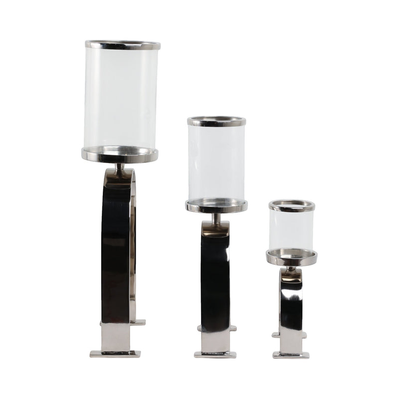 S/3 10/16/22" Delevan Silver Candle Holders - Al Rugaib Furniture
