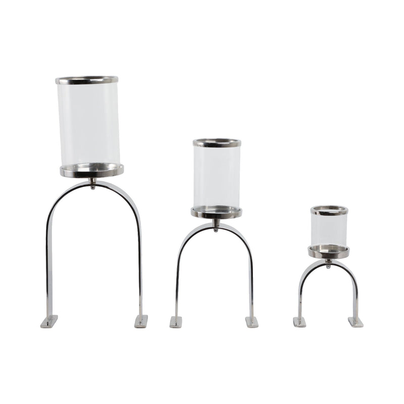 S/3 10/16/22" Delevan Silver Candle Holders - Al Rugaib Furniture