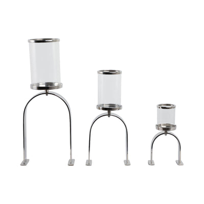S/3 10/16/22" Delevan Silver Candle Holders - Al Rugaib Furniture