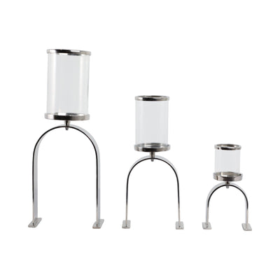 S/3 10/16/22" Delevan Silver Candle Holders - Al Rugaib Furniture
