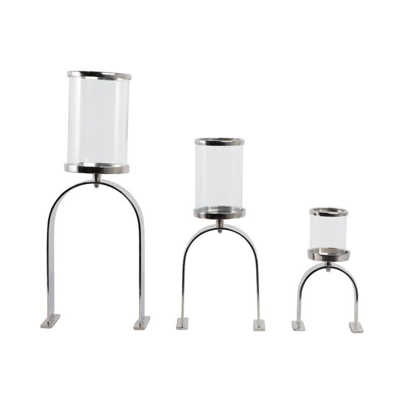 S/3 10/16/22" Delevan Silver Candle Holders - Al Rugaib Furniture
