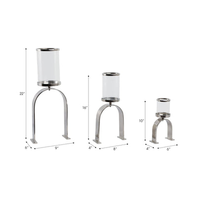 S/3 10/16/22" Delevan Silver Candle Holders - Al Rugaib Furniture