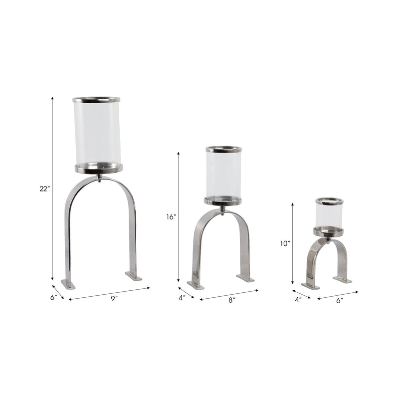 S/3 10/16/22" Delevan Silver Candle Holders - Al Rugaib Furniture