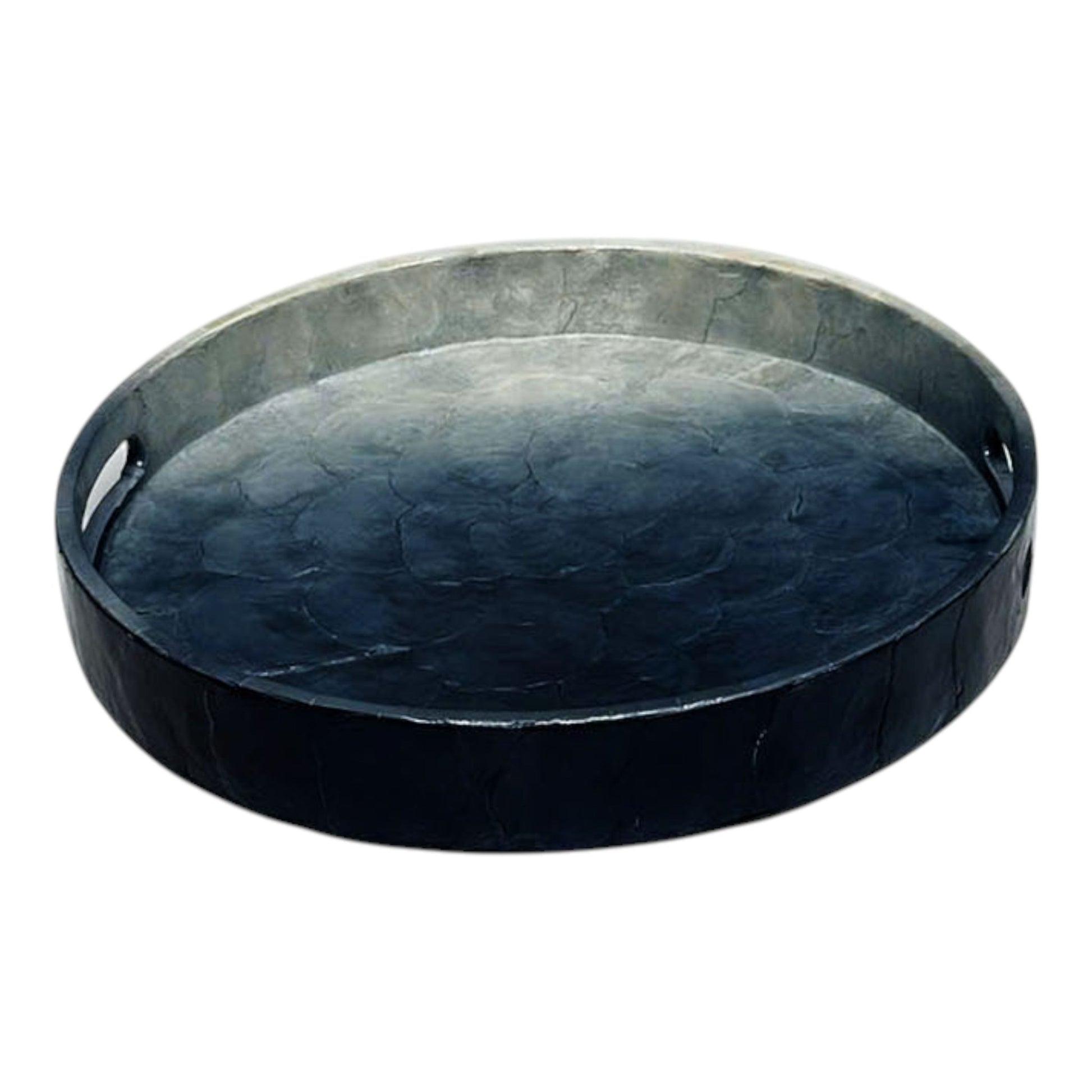 S/3 12/14/16" Ombre Capiz Trays, Ivory/blue Table Decors| Sagebrook Home