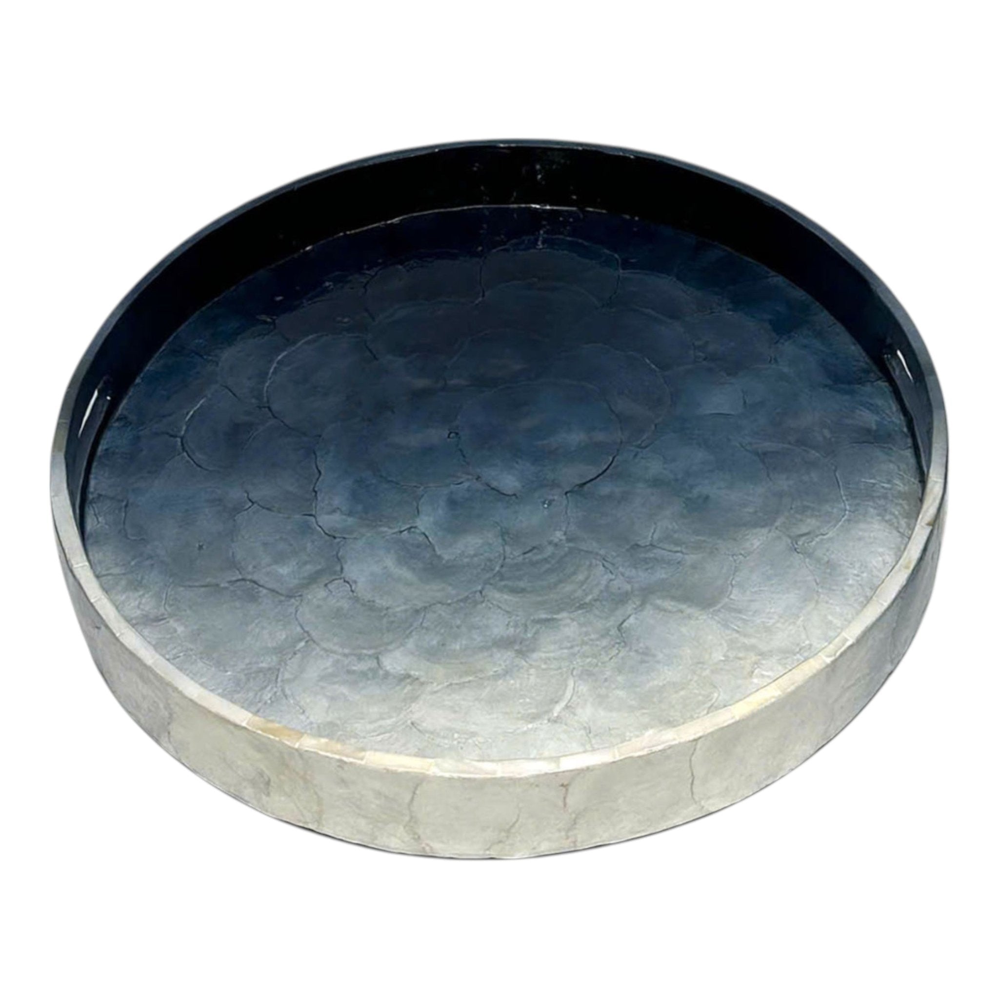 S/3 12/14/16" Ombre Capiz Trays, Ivory/blue Table Decors| Sagebrook Home