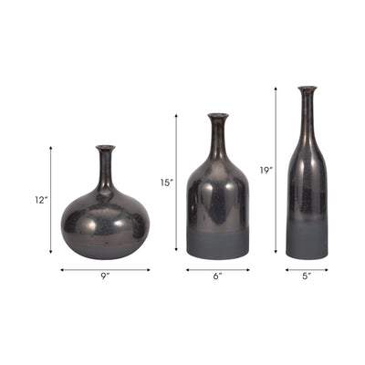 S/3 12/15/18" Padmini Ceramic Vases - Al Rugaib Furniture