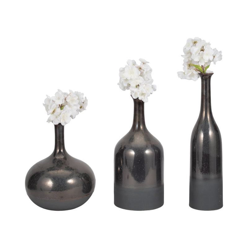 S/3 12/15/18" Padmini Ceramic Vases - Al Rugaib Furniture