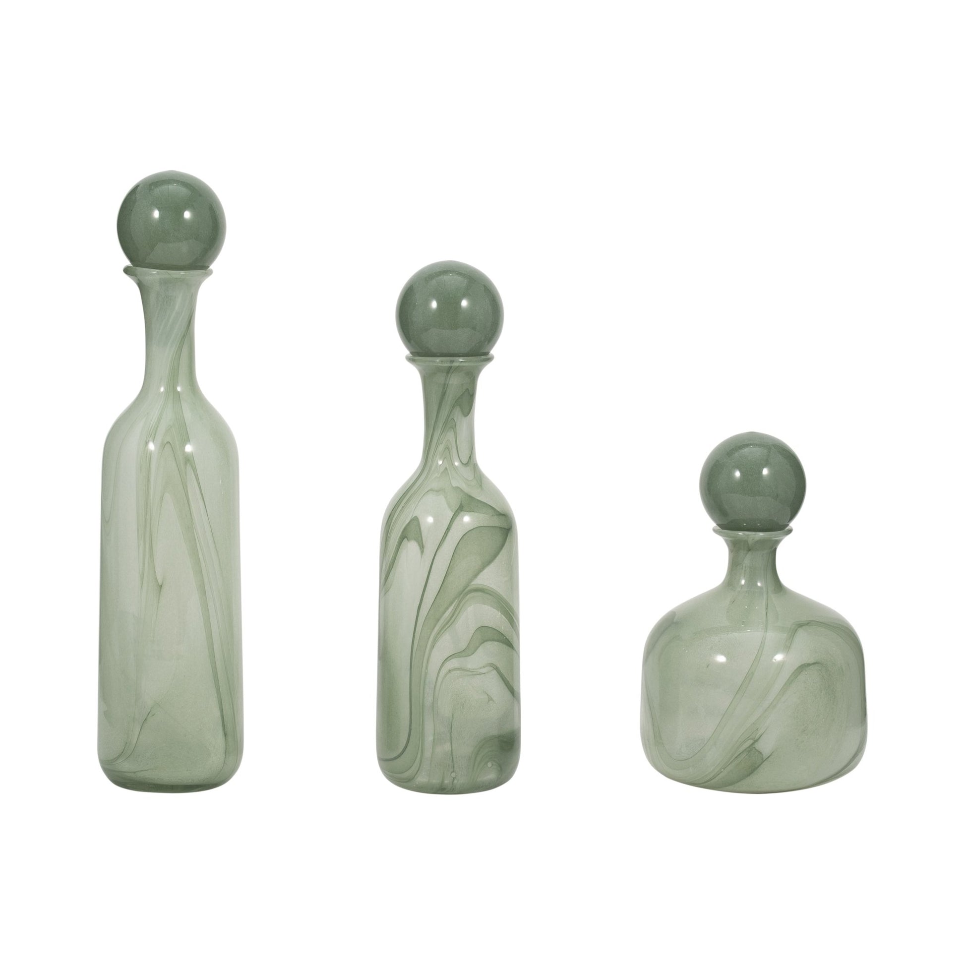 S/3 12/17/19" Verena Green/Blue Lidded Glass Bottles Vases and Jars| Sagebrook Home