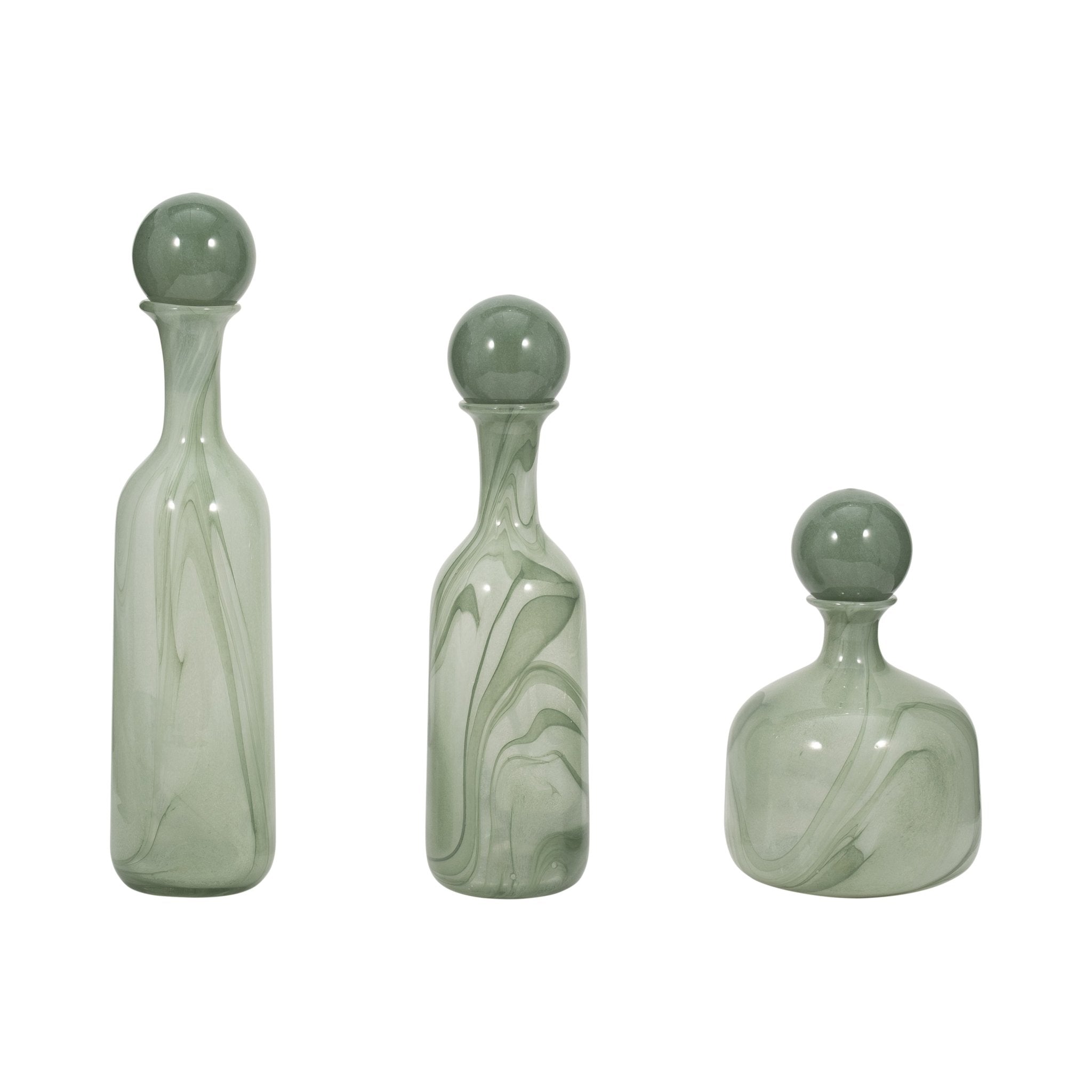 S/3 12/17/19" Verena Green/Blue Lidded Glass Bottles Vases and Jars| Sagebrook Home