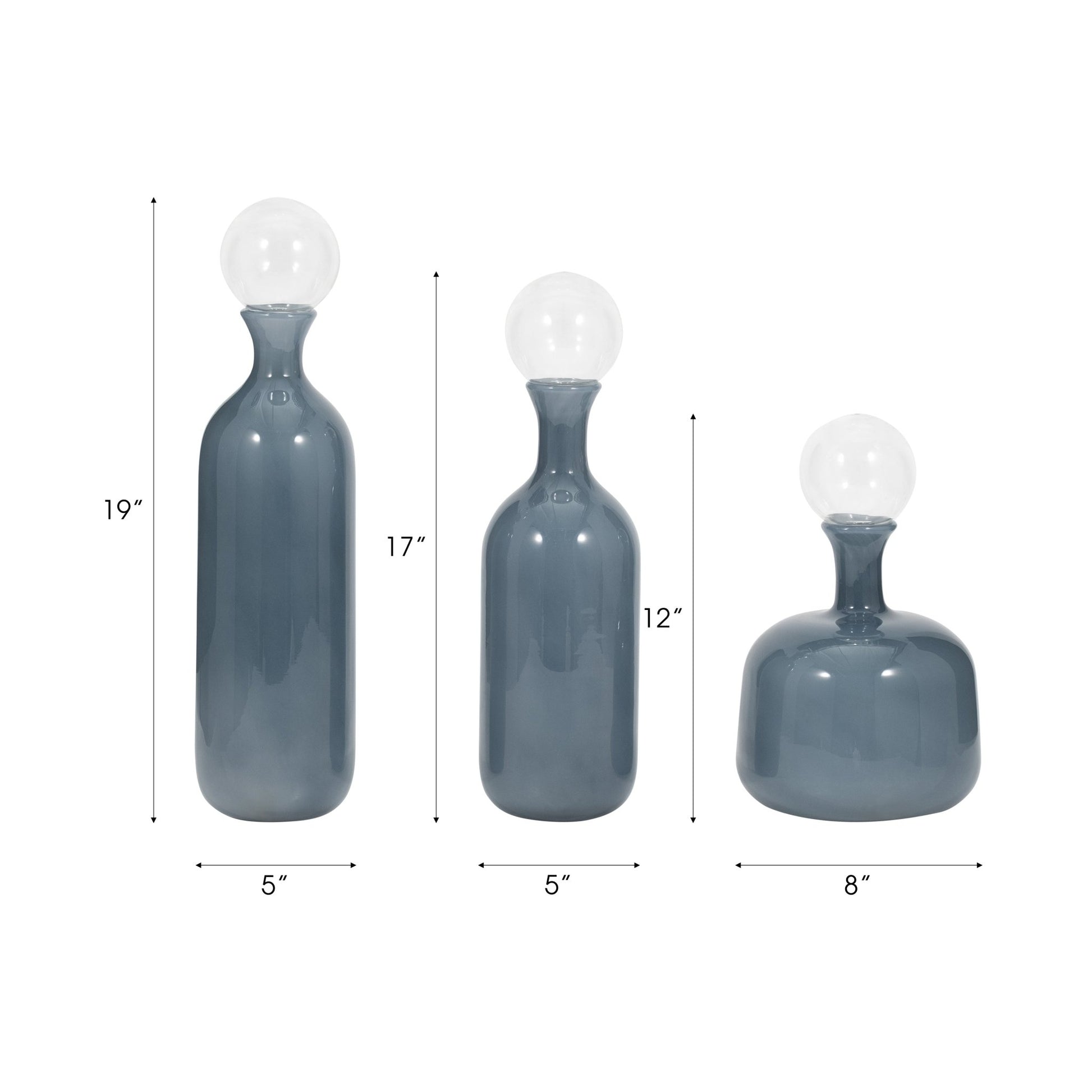 S/3 12/17/19" Verena Green/Blue Lidded Glass Bottles Vases and Jars| Sagebrook Home