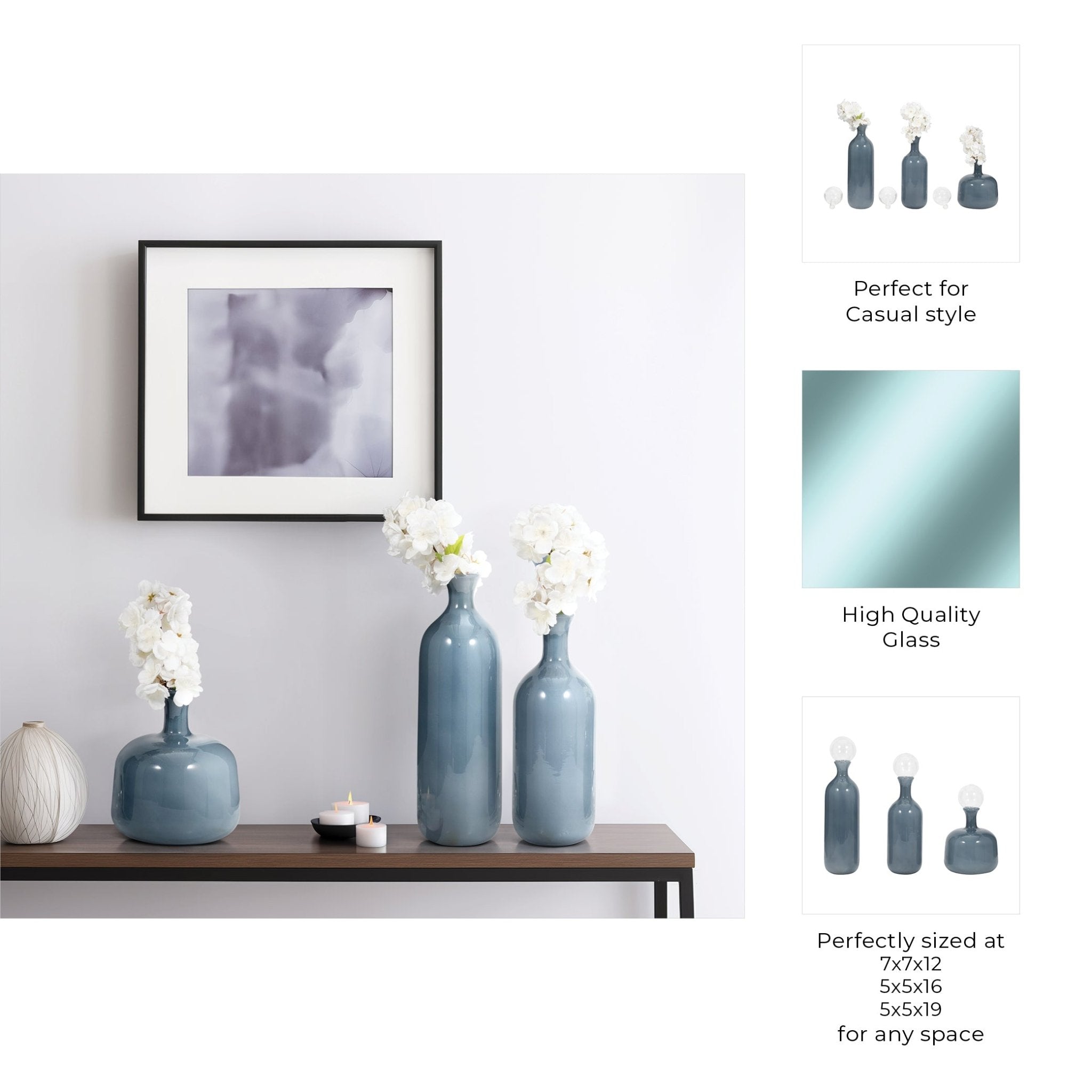 S/3 12/17/19" Verena Green/Blue Lidded Glass Bottles Vases and Jars| Sagebrook Home