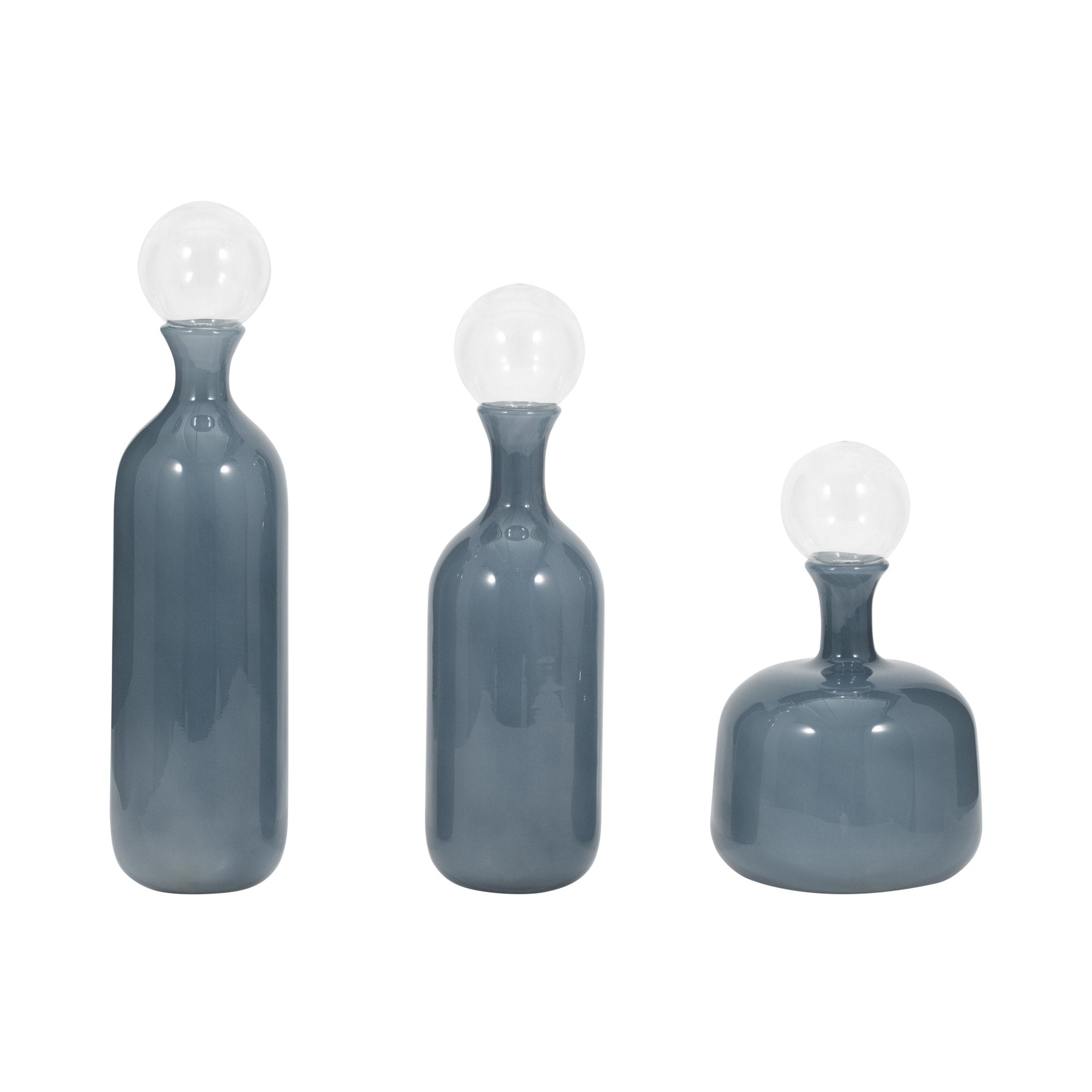 S/3 12/17/19" Verena Green/Blue Lidded Glass Bottles Vases and Jars| Sagebrook Home