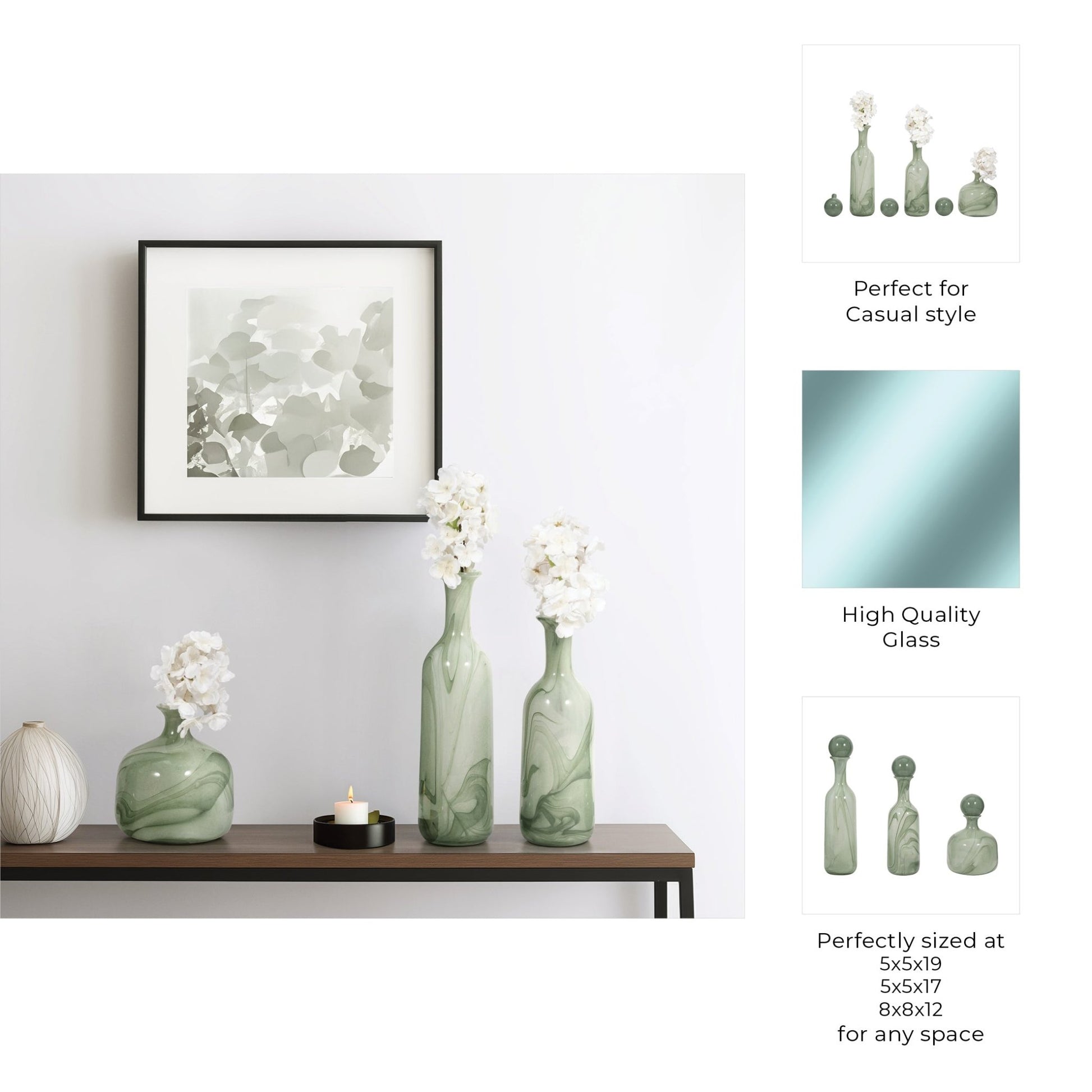 S/3 12/17/19" Verena Green/Blue Lidded Glass Bottles Vases and Jars| Sagebrook Home