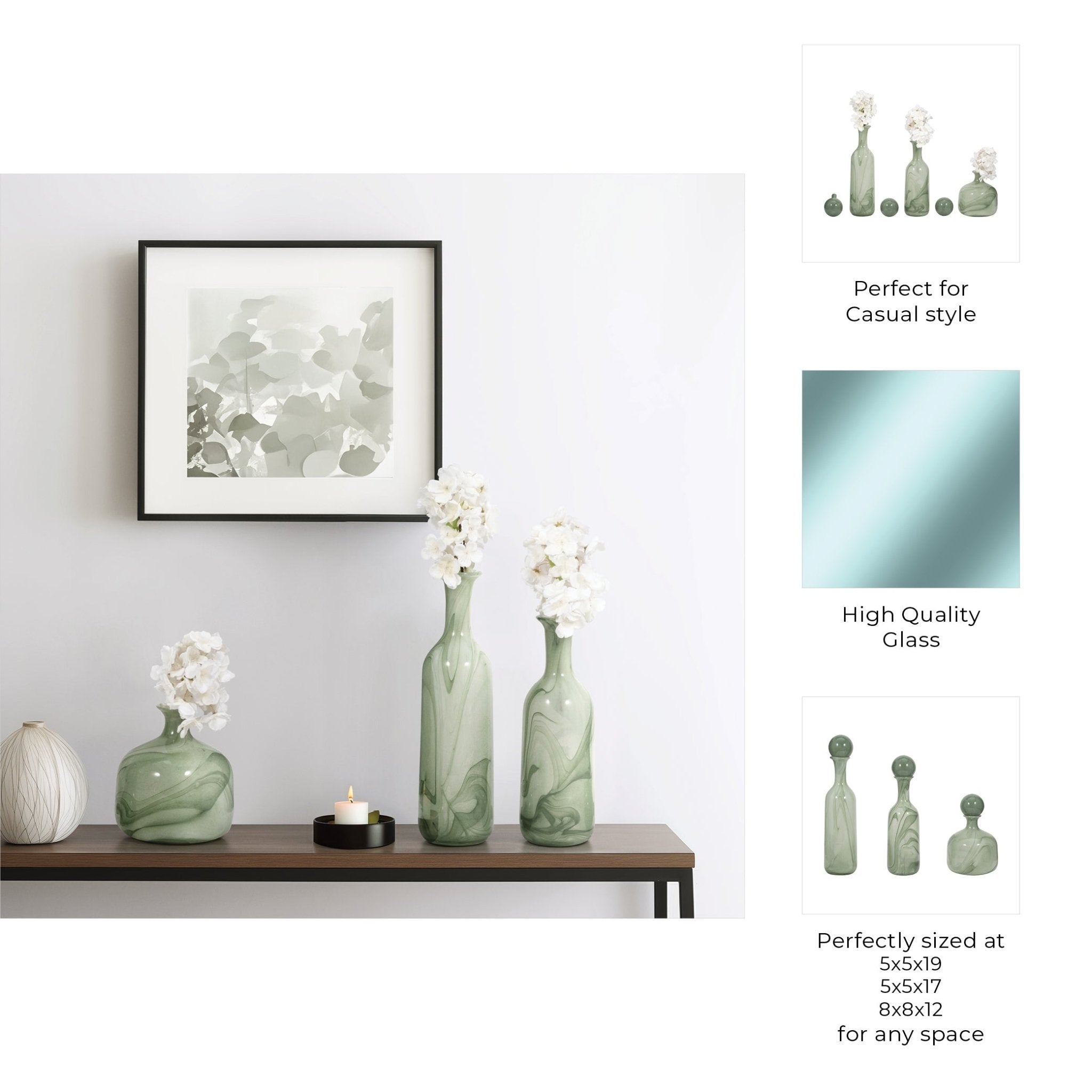 S/3 12/17/19" Verena Green/Blue Lidded Glass Bottles Vases and Jars| Sagebrook Home
