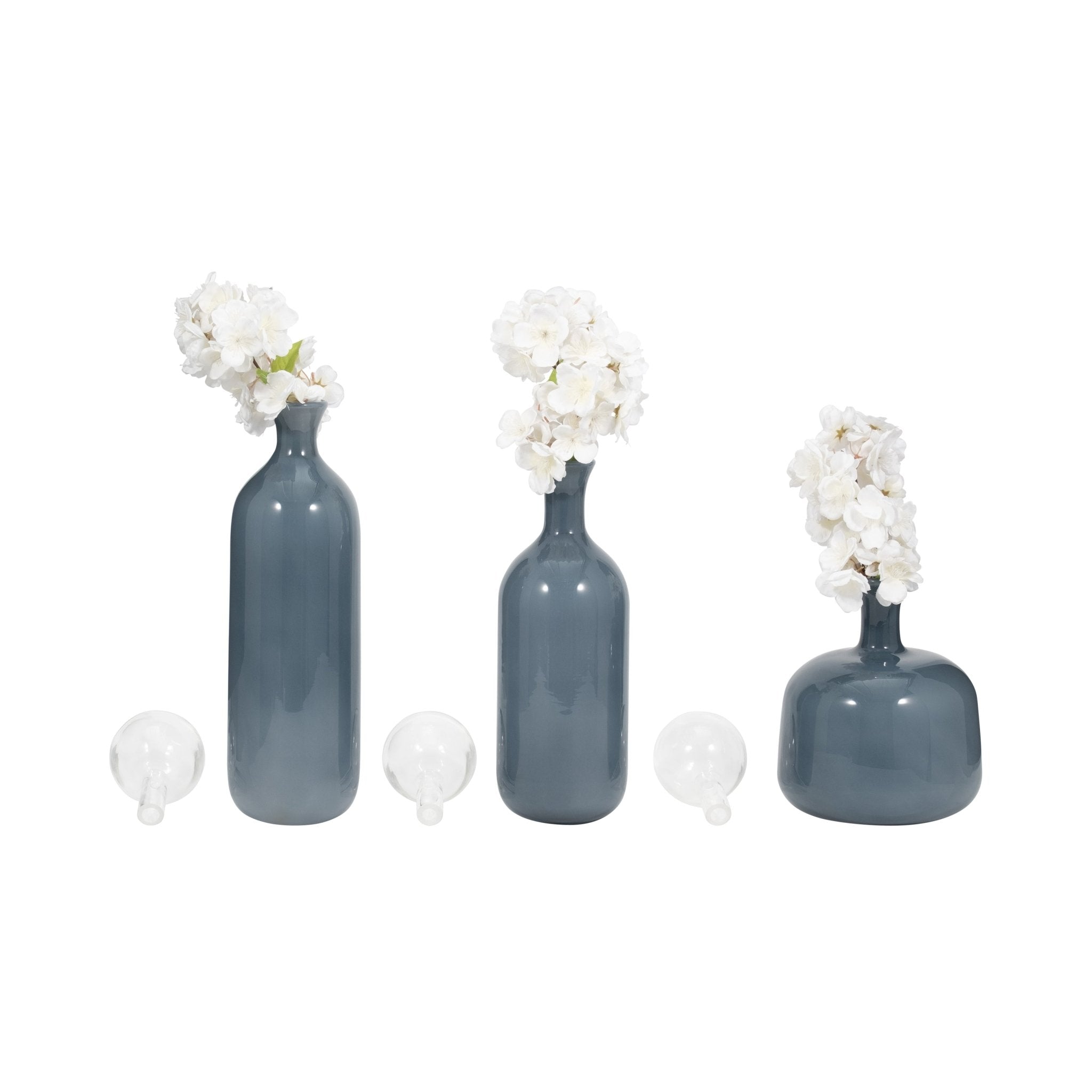 S/3 12/17/19" Verena Green/Blue Lidded Glass Bottles Vases and Jars| Sagebrook Home