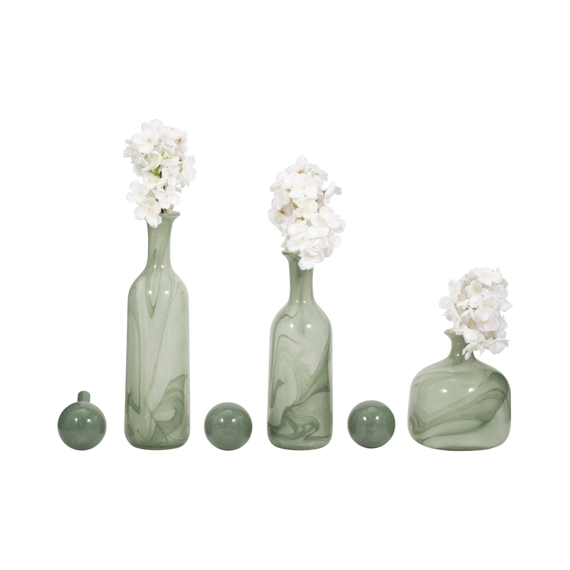 S/3 12/17/19" Verena Green/Blue Lidded Glass Bottles Vases and Jars| Sagebrook Home