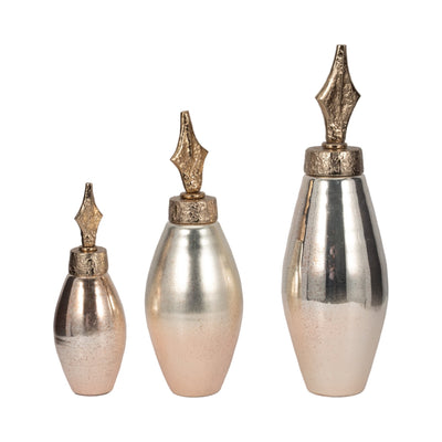 S/3 12/17/21" Rosana Glass Bottles - Al Rugaib Furniture
