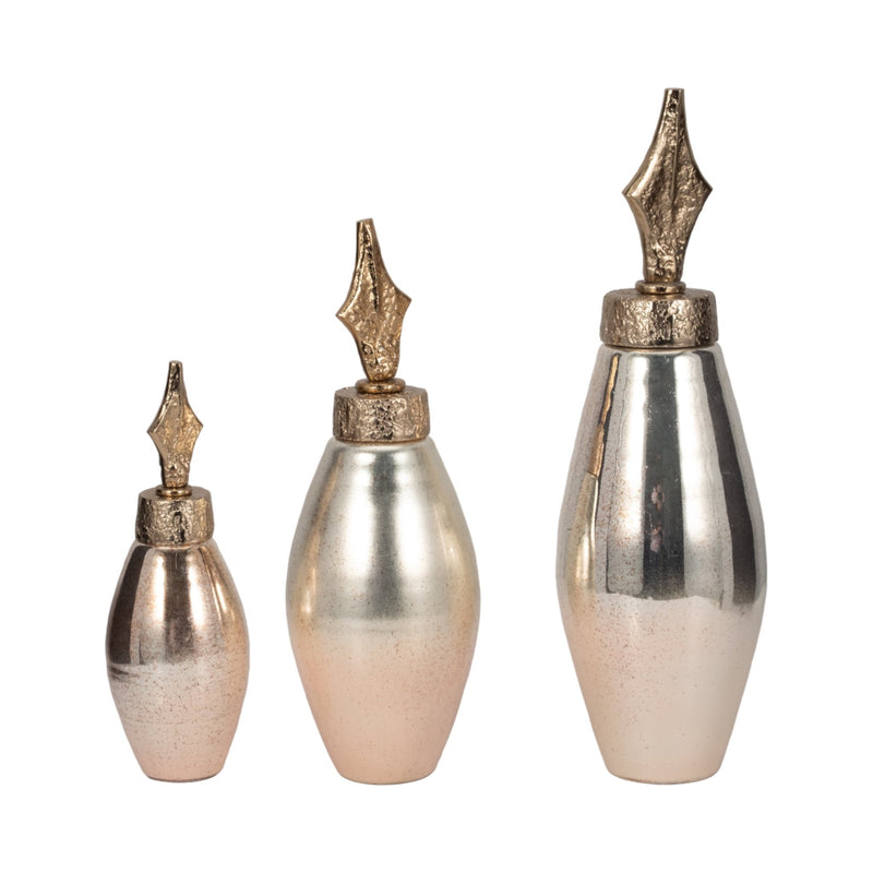 S/3 12/17/21" Rosana Glass Bottles - Al Rugaib Furniture