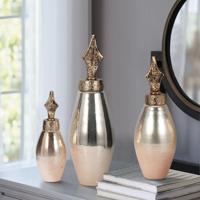 S/3 12/17/21" Rosana Glass Bottles - Al Rugaib Furniture