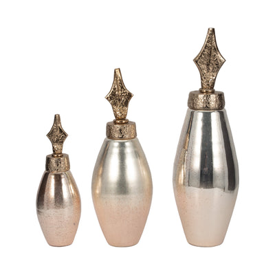 S/3 12/17/21" Rosana Glass Bottles - Al Rugaib Furniture