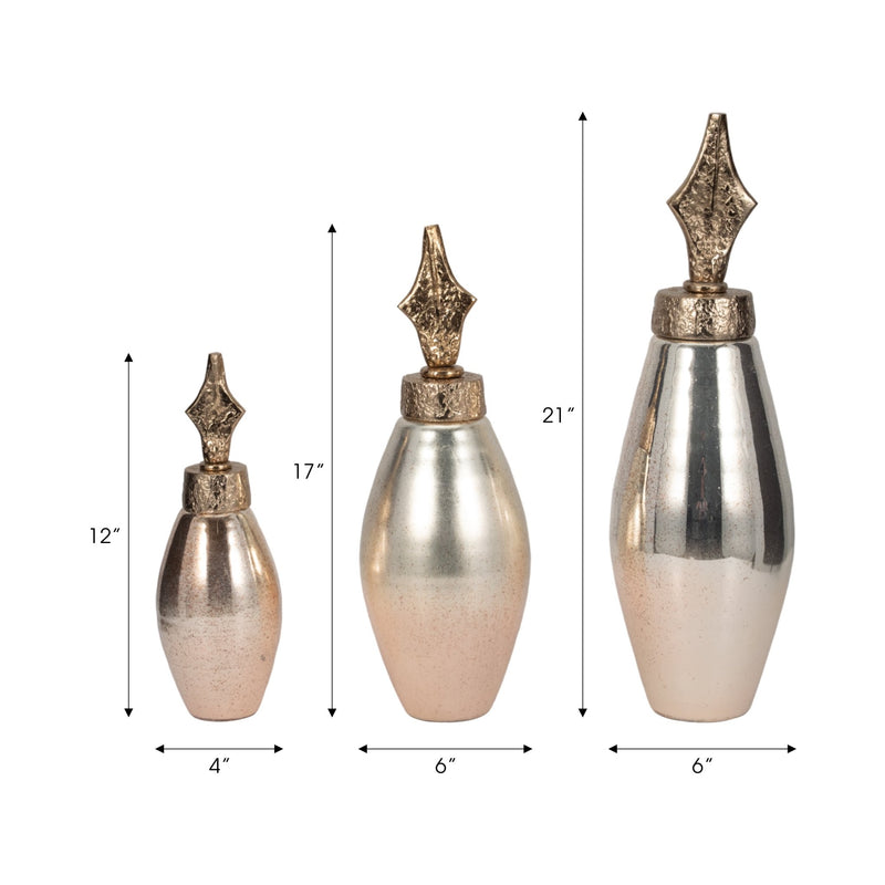 S/3 12/17/21" Rosana Glass Bottles - Al Rugaib Furniture