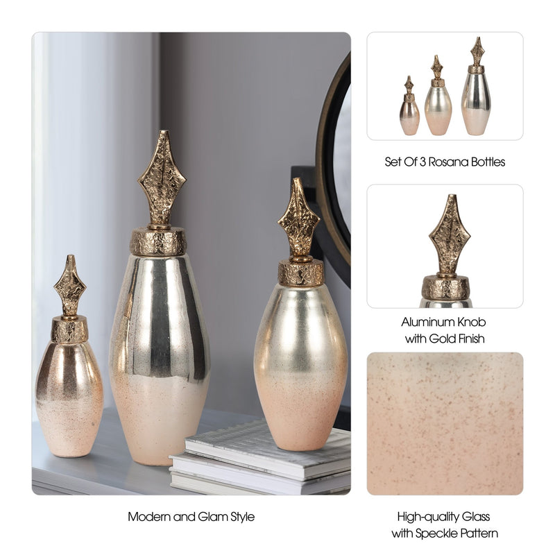 S/3 12/17/21" Rosana Glass Bottles - Al Rugaib Furniture