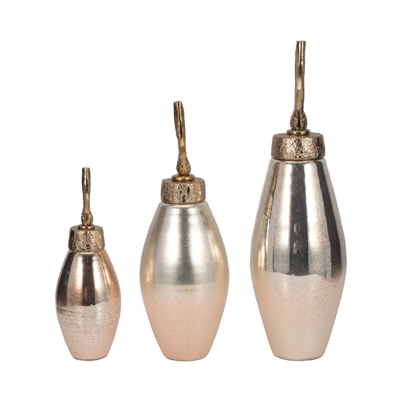 S/3 12/17/21" Rosana Glass Bottles - Al Rugaib Furniture