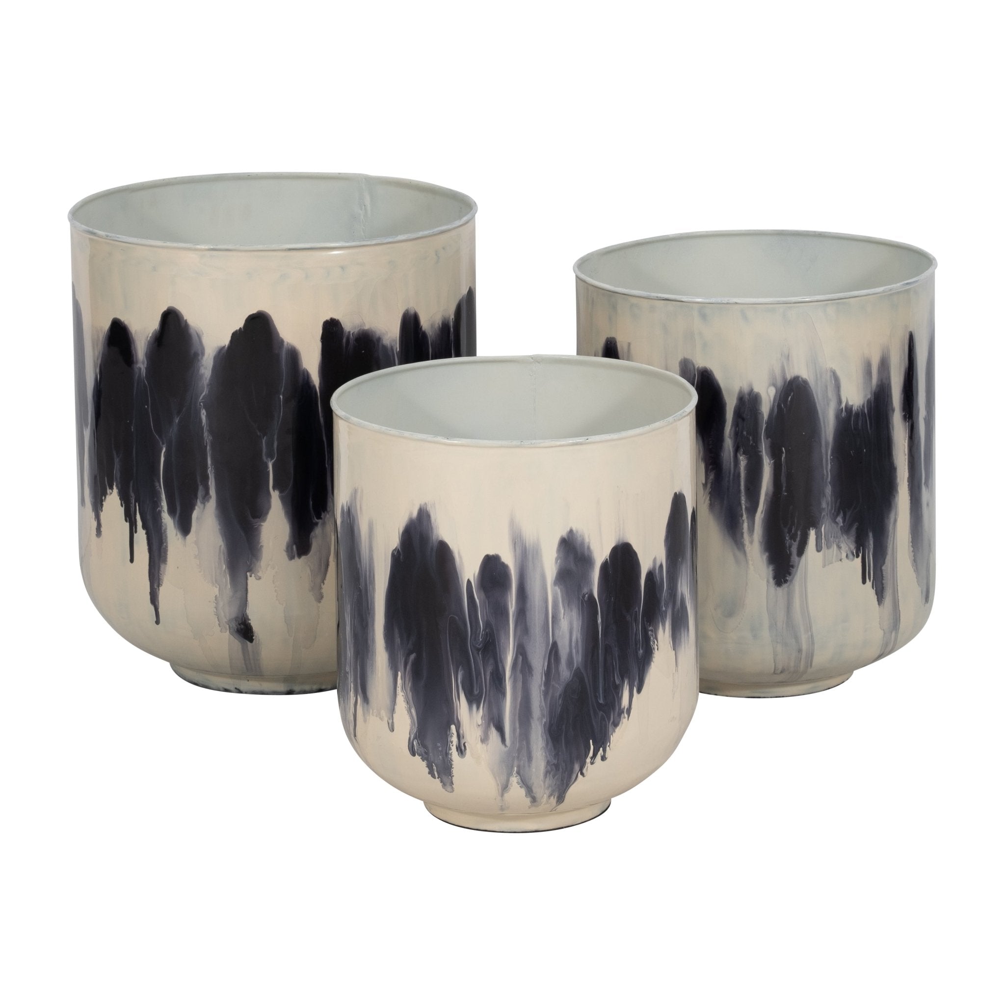 S/3 13/14/15" METAL PLANTERS, WHITE Outdoor Planters| Sagebrook Home