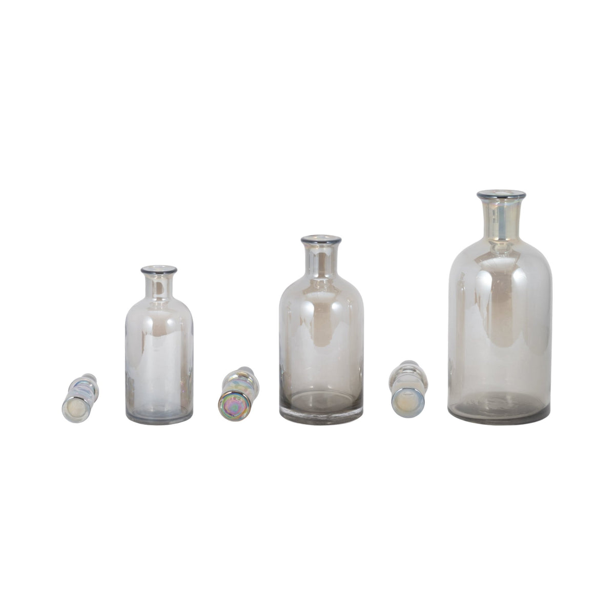 S/3 13/14/16" Callum Gray Glass Bottles, Gray Vases and Jars| Sagebrook Home