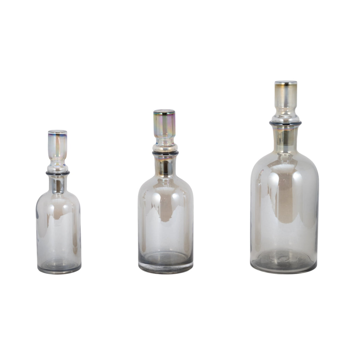 S/3 13/14/16" Callum Gray Glass Bottles, Gray Vases and Jars| Sagebrook Home