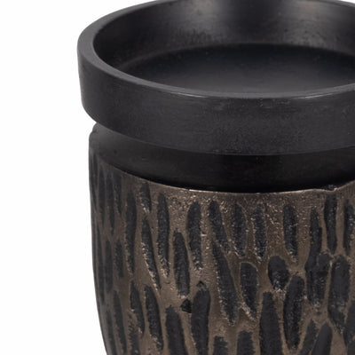 S/3 13/15/16" Cali Aluminuminum Candle Holders, Bl - Al Rugaib Furniture