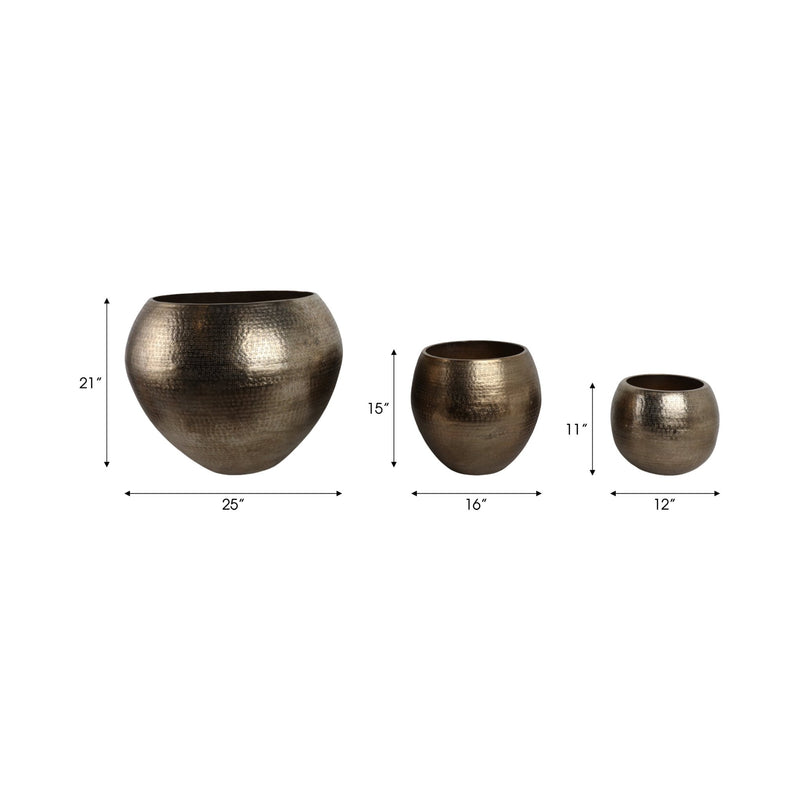 S/3 13/18/25" Noatak Bronze Planters - Al Rugaib Furniture