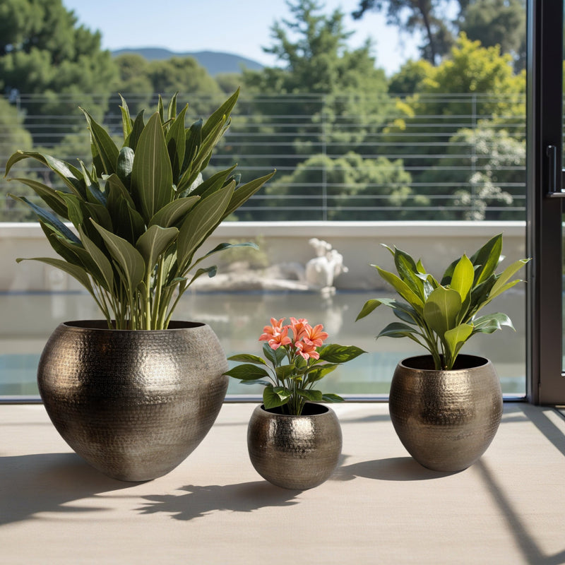 S/3 13/18/25" Noatak Bronze Planters - Al Rugaib Furniture