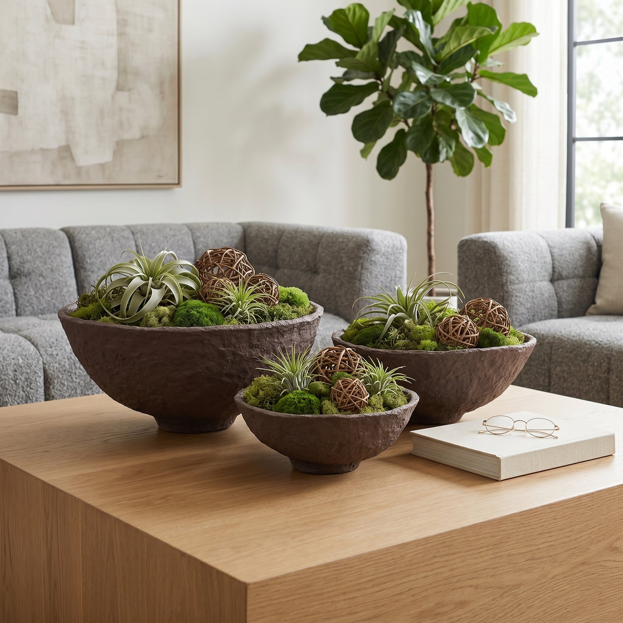 S/3 14/18/22" Paper Mache Bowls, Dark Brown Bowl| Sagebrook Home
