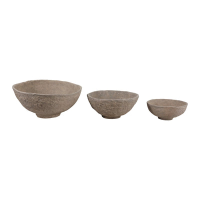 S/3 14/18/22" PAPER MACHE BOWLS, TAUPE - Al Rugaib Furniture