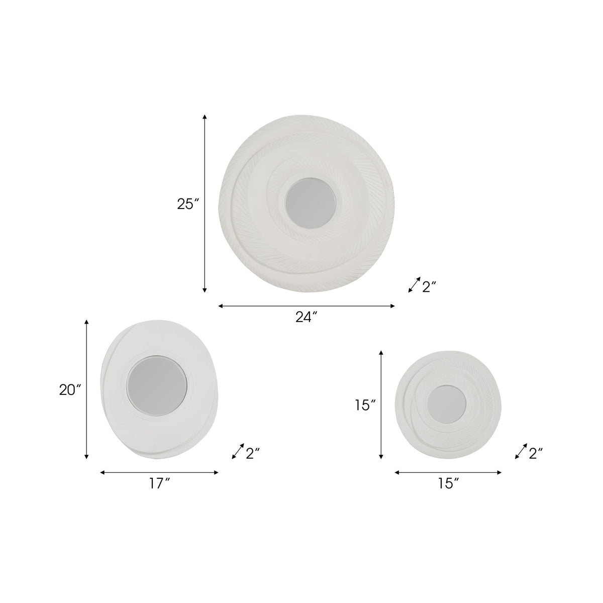S/3 15/17/24" CRESCENDO DIMENSIONAL CONVEX MIRROR Mirrors| Sagebrook Home