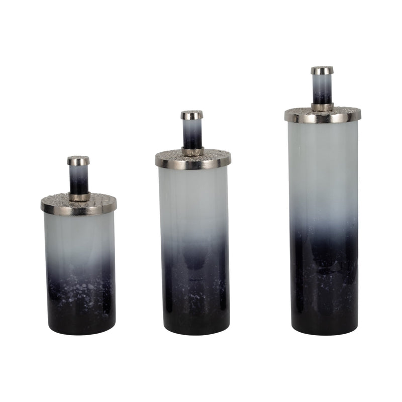 S/3 15/19/23" Nandita Blue Glass Bottles - Al Rugaib Furniture