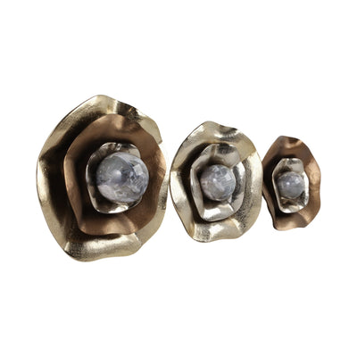 S/3 16/14/11" Keynes Aluminum Wall Flowers - Al Rugaib Furniture