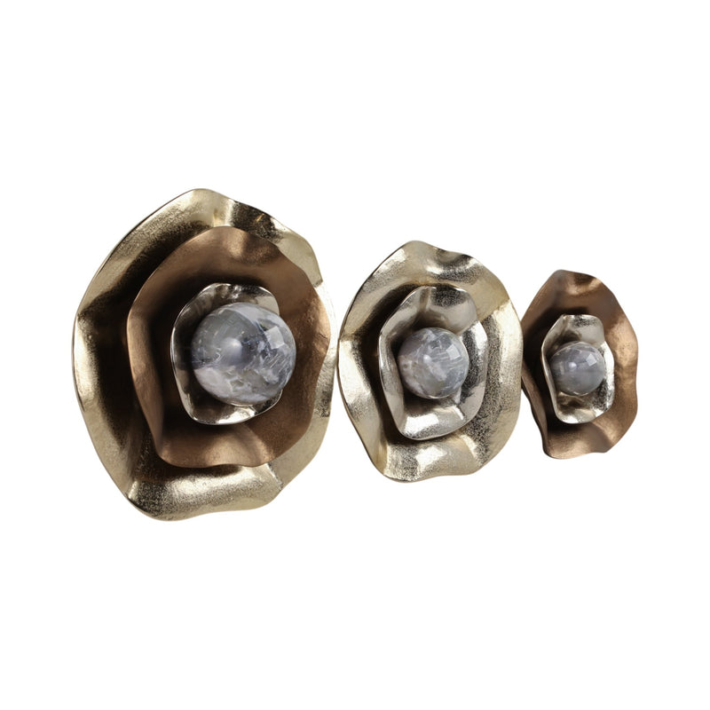 S/3 16/14/11" Keynes Aluminum Wall Flowers - Al Rugaib Furniture