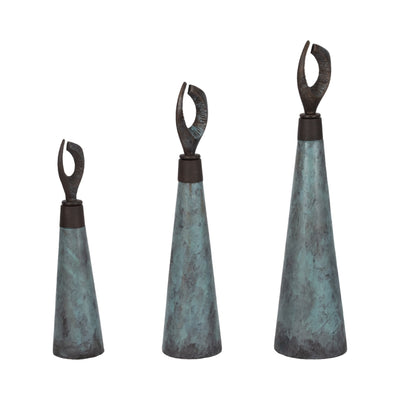 S/3 16/20/23" Bente Patina Bottles - Al Rugaib Furniture