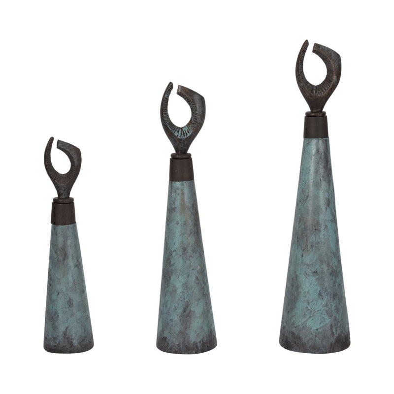 S/3 16/20/23" Bente Patina Bottles - Al Rugaib Furniture