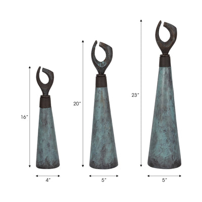 S/3 16/20/23" Bente Patina Bottles - Al Rugaib Furniture